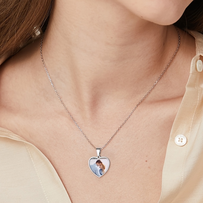 Custom Personalized Heart Photo Necklace, 18K Golden Plated